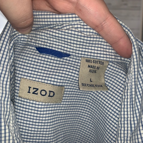 IZOD blue and white button down shirt 100% cotton - Picture 4 of 4